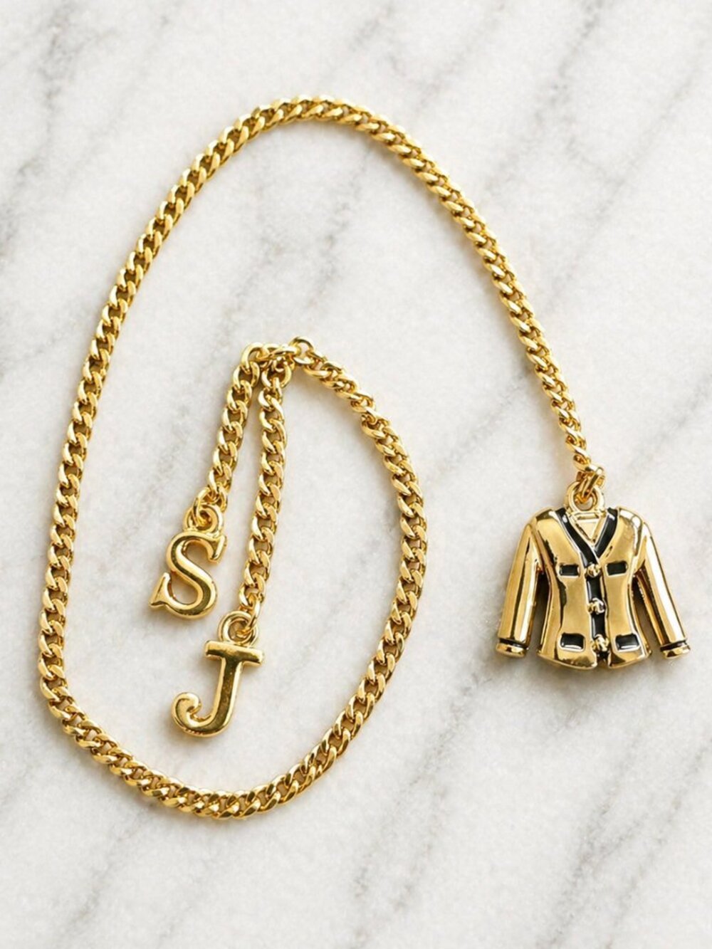 ST. JOHN Vintage Gold Tone Lapel Chain Sweater or Jacket Fob Charm - NWOT